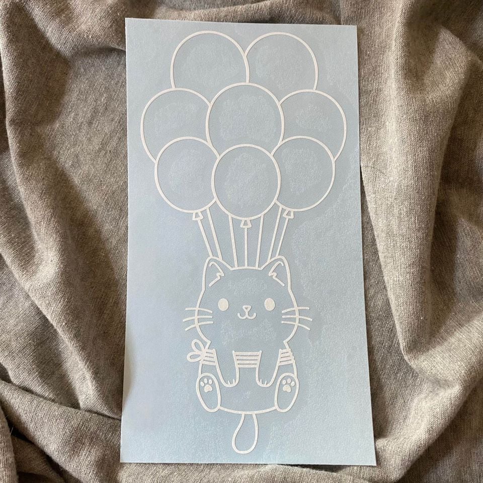 Kitty Cat & Balloons Decal