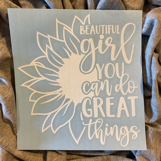 Beautiful Girl Sunflower Decal