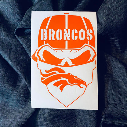 Denver Broncos Skull Decal