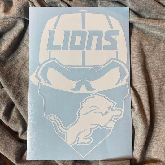 Detroit Lions Skull Decal